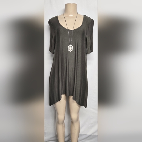 Sweet Tea's Pink Rose Soft Lightweight T Shirt Tee Dress Asymmetrical - Picture 1 of 6